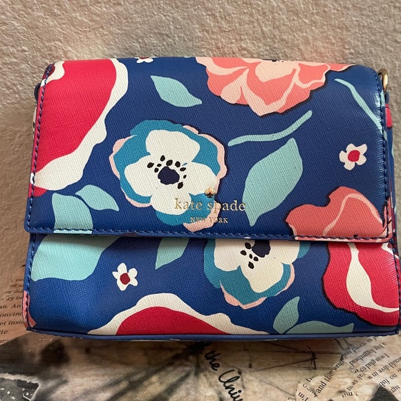 kate spade Bags Kate Spade New York Blue Floral Saffiano Leather